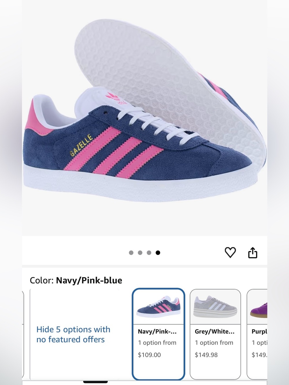 adidas Navy Suede Sneakers with Pink Accents